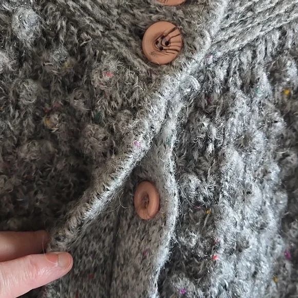 Vintage Marella Grey Knit Popcorn Cardigan Size Medium - Picture 2 of 8
